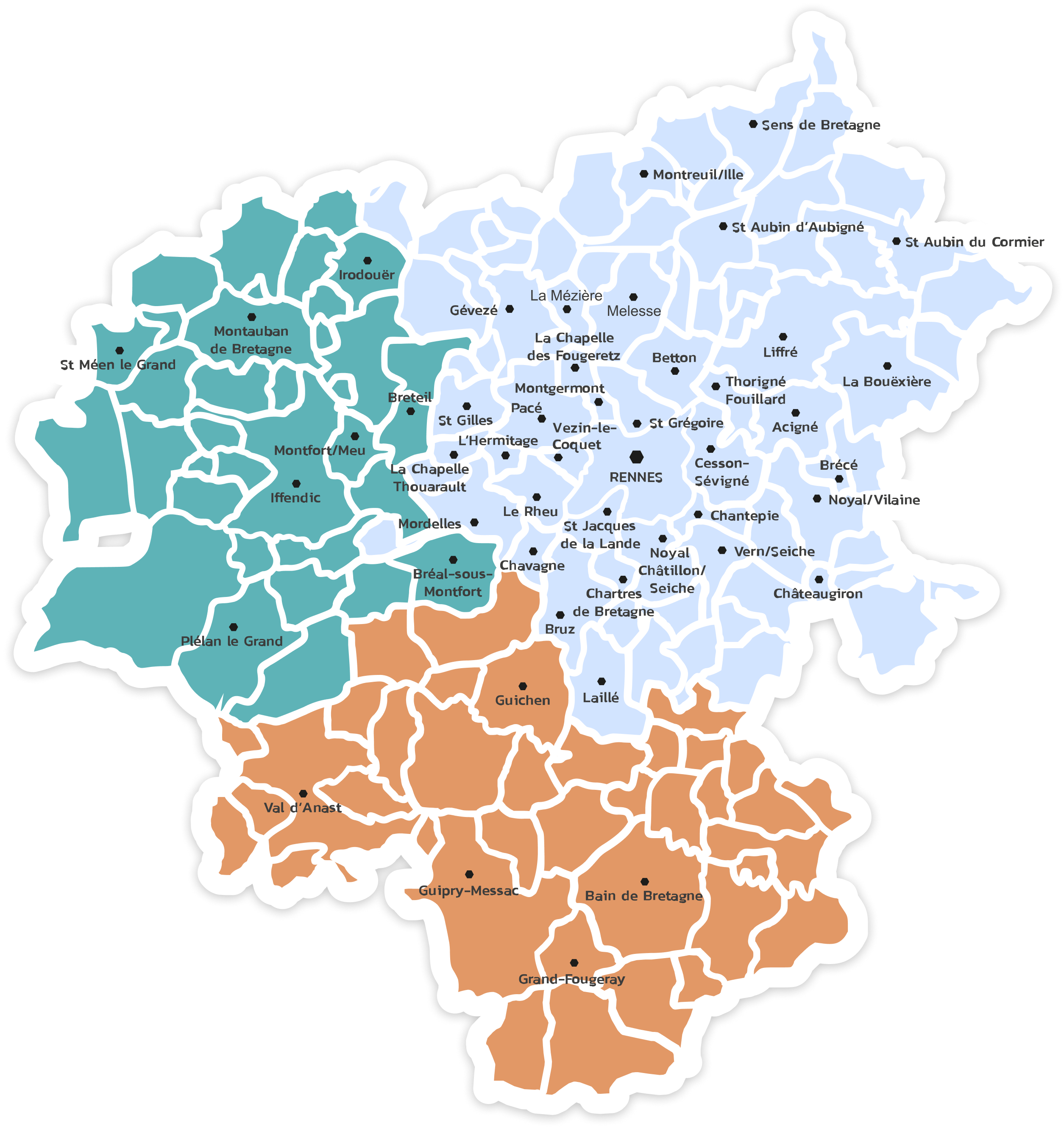 Carte du champ d'intervention de Tandem
