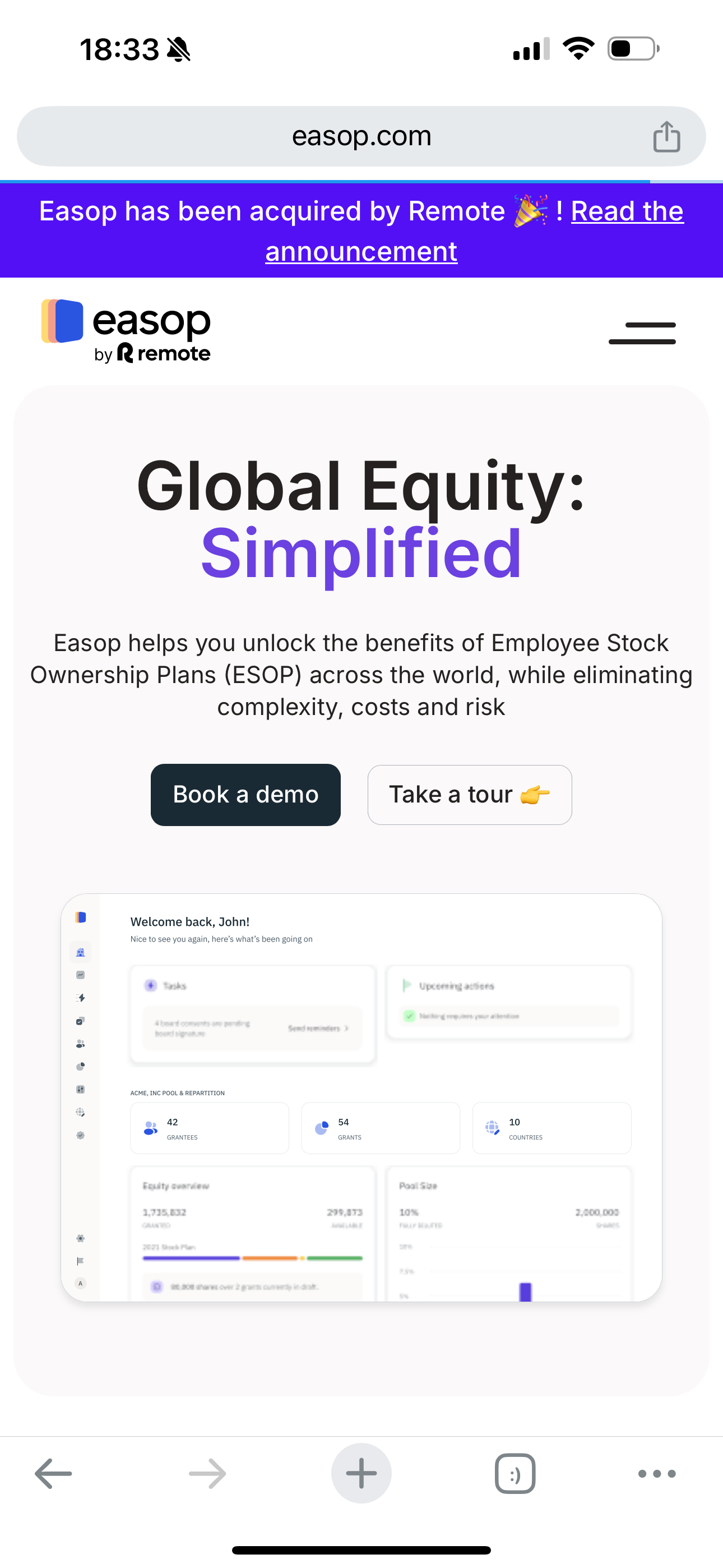 Image du site web Easop format mobile