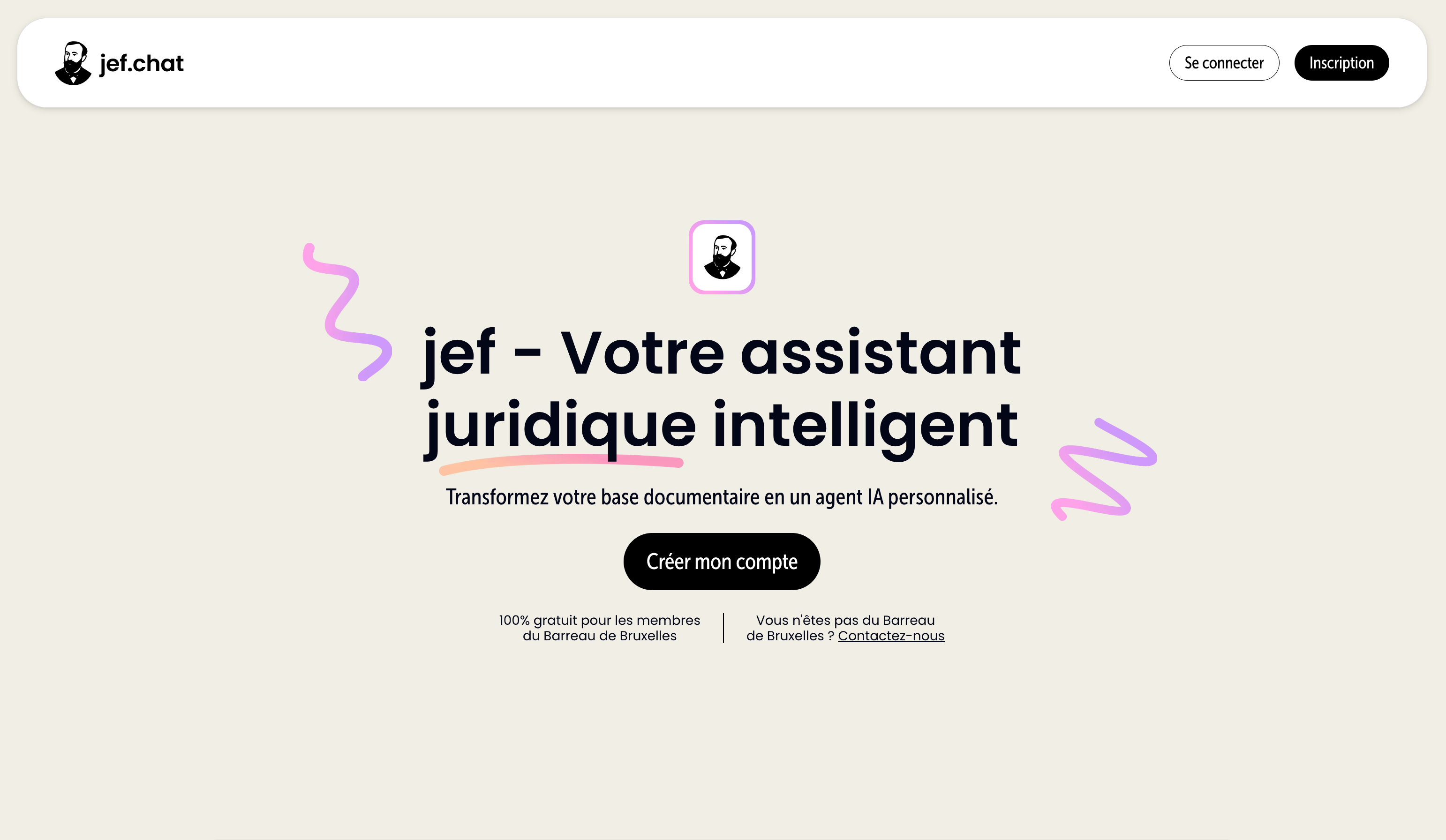 Image du site web Jef - L'assistant IA du Barreau de Bruxelles format desktop