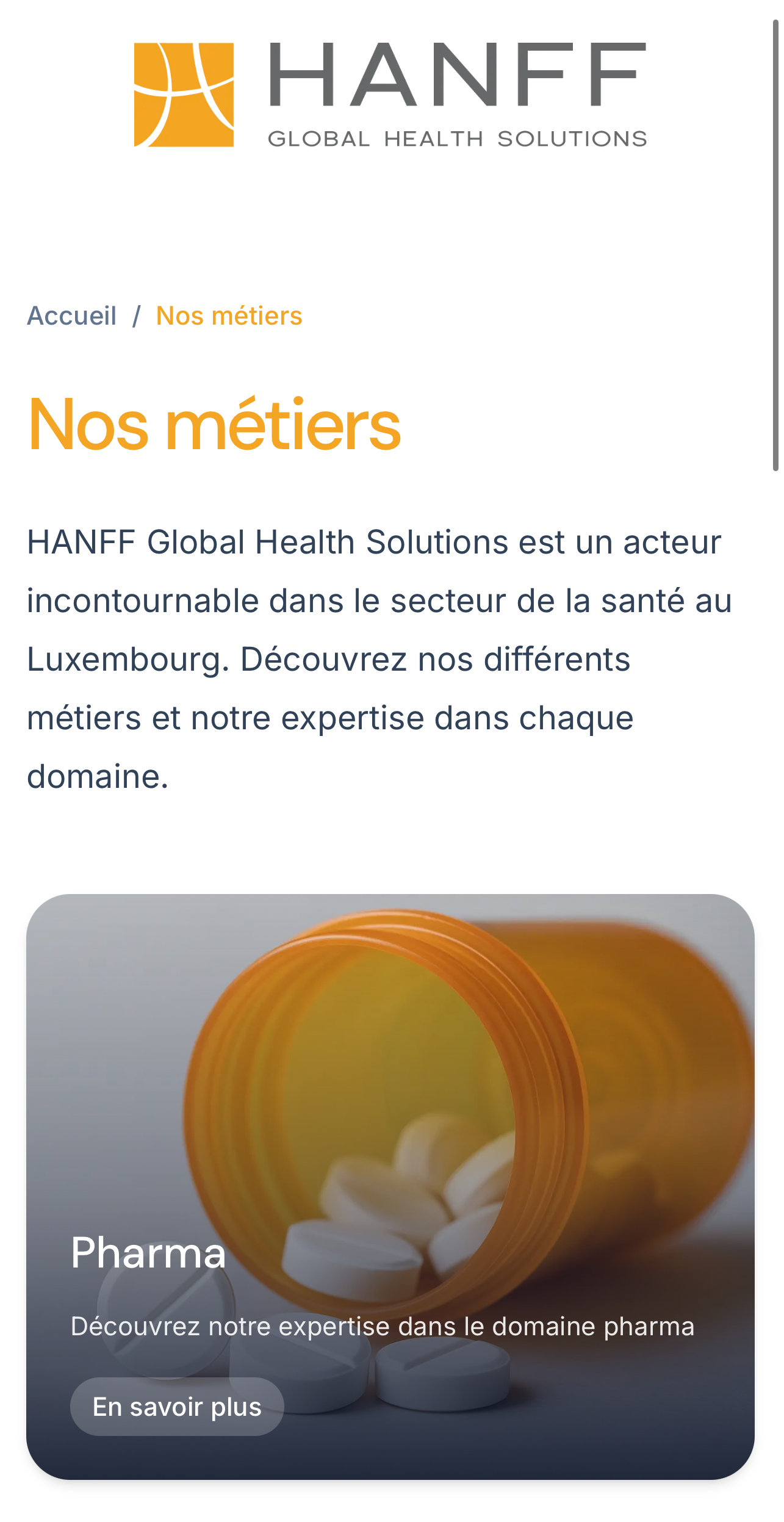 Image du site web Hanff format mobile
