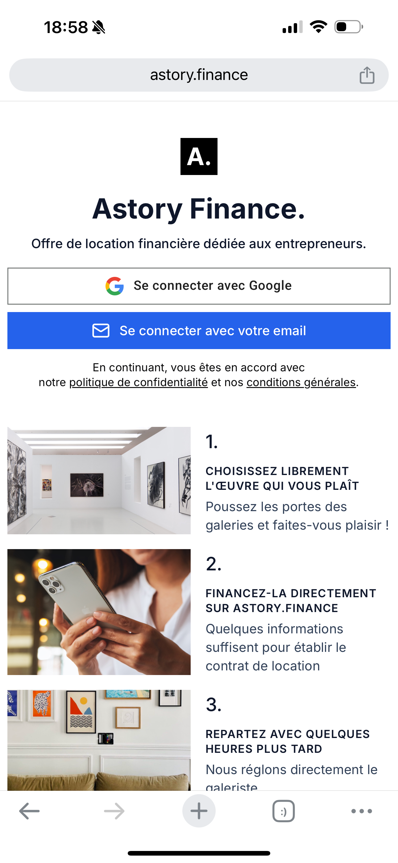 Image du site web Astory Finance format mobile
