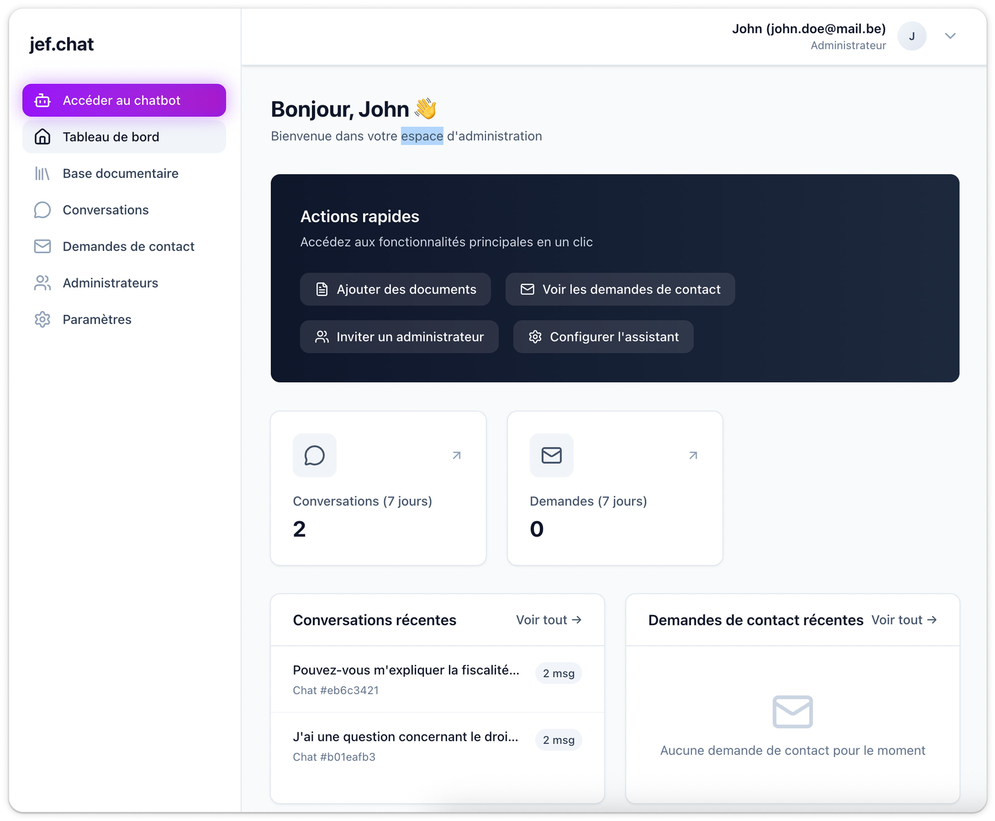 Jef Agent IA Interface